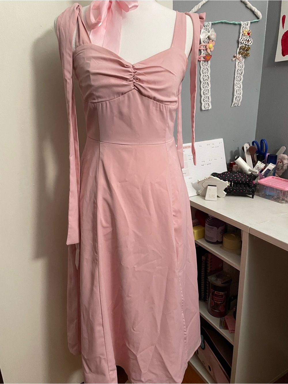Women’s Pink Tie-Shoulder Maxi Dress